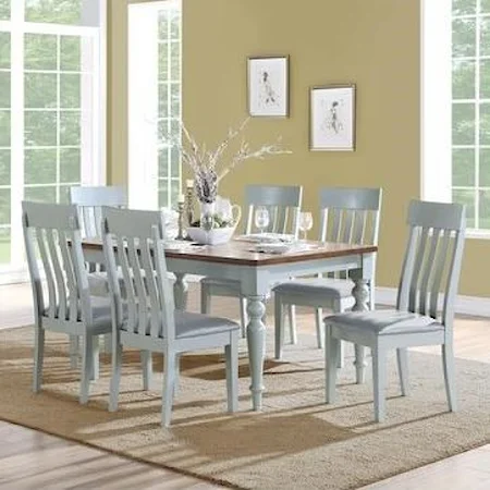 Transitional 7-Piece Dining Table and Chair Set with 18" Butterfly Leaf
